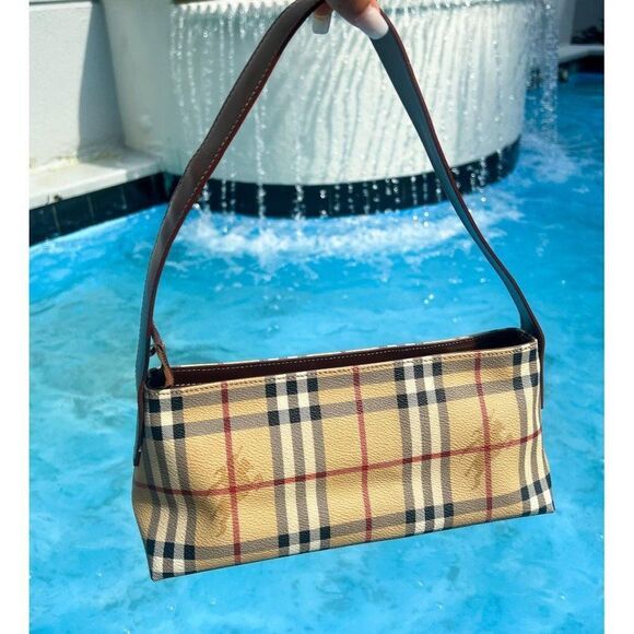 Vintage BURBERRY Haymarket Check Coated Canvas Shoulder Strap Handbag - Picture 2 of 12